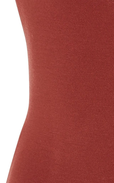 Shop Zeynep Arcay Square Neck Knit Bodysuit In Red