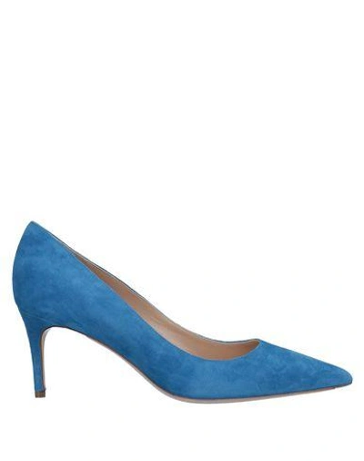 Shop Deimille Woman Pumps Pastel Blue Size 8 Soft Leather