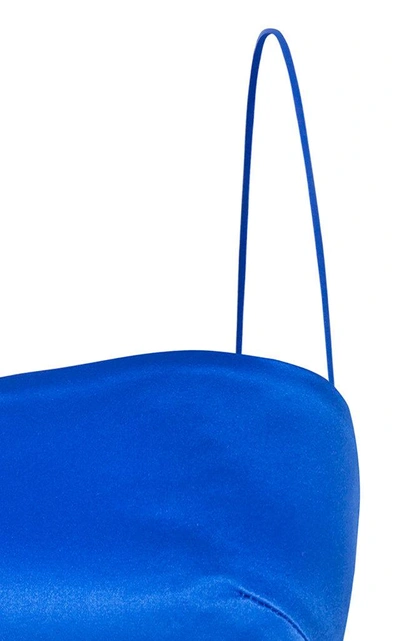 Shop Adriana Iglesias Ada Cropped Silk Top In Blue