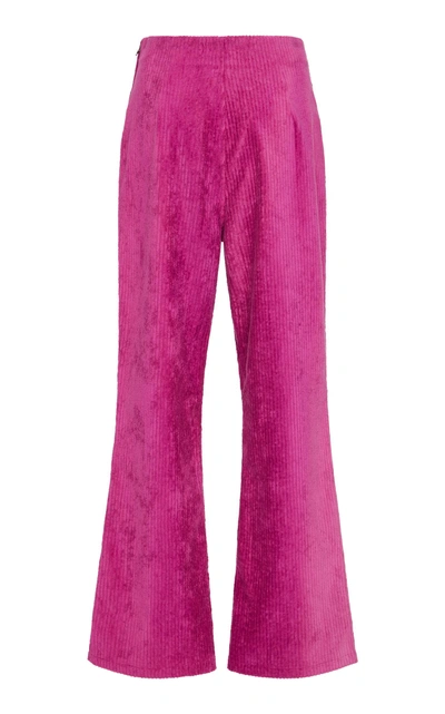 Shop Mara Hoffman Lucy High-waisted Flared Corduroy Trousers In Pink