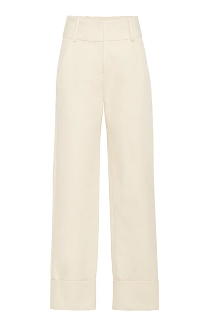 Shop Marina Moscone Painter's Tailored Cuffed Trouser In Neutral