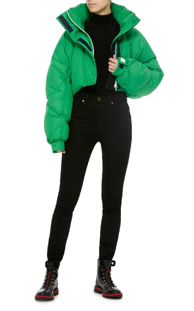 Shop Sportmax Janzir Cropped Quilted Shell Puffer Coat In Green
