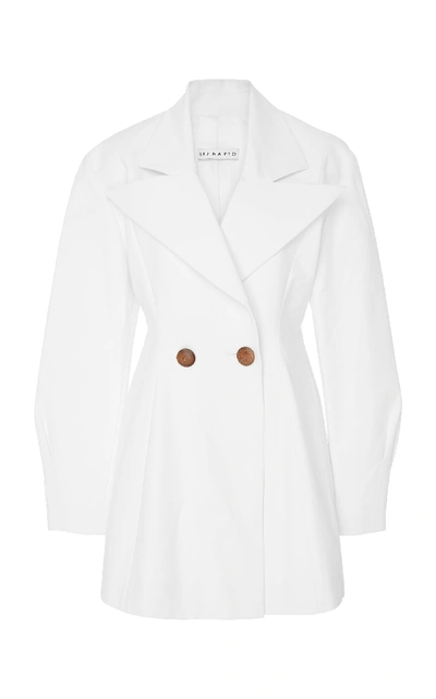 Shop Rejina Pyo Maja Double-breasted Cotton-crepe Blazer In White