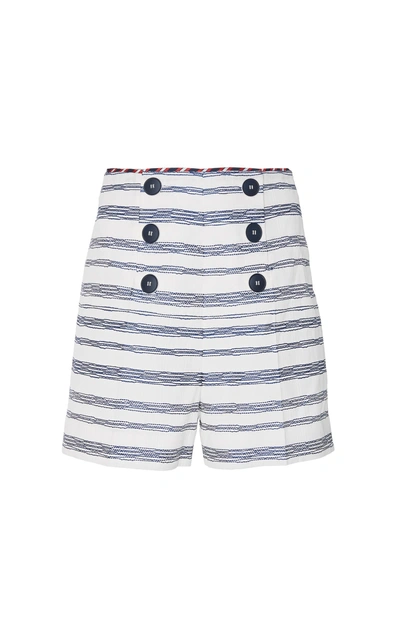Shop Paule Ka Stripe Cotton Pique Shorts