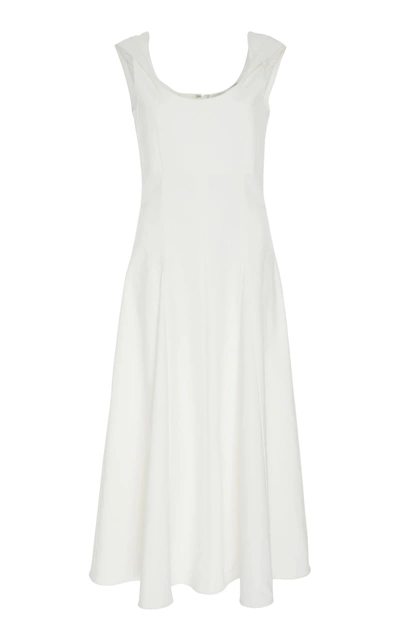 Shop Arias Sleeveless Cotton Blend Dress In White