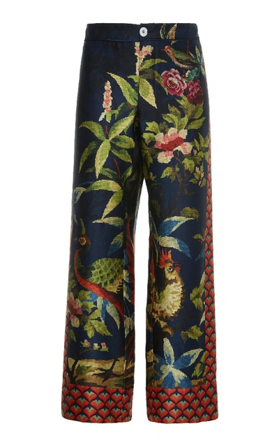 Shop F.r.s For Restless Sleepers Ceo Printed Silk Straight-leg Pants