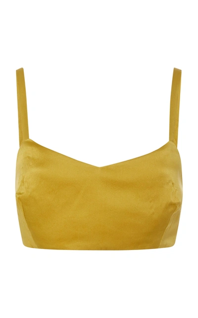 Shop Verandah Am To Pm Silk Charmeuse Bustier In Yellow
