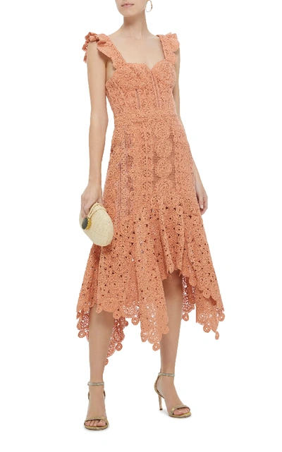 Shop Jonathan Simkhai Macramé Ruffle Bustier Dress In Pink