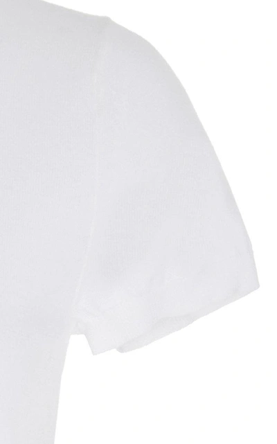 Shop Paule Ka Crewneck Cotton T-shirt In White