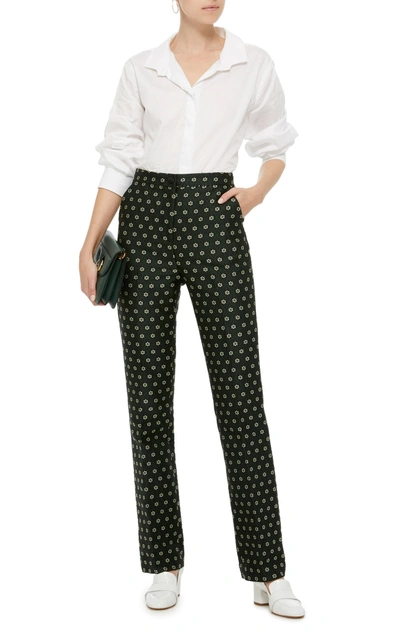 Shop Alexa Chung Kick-flare Tailored Jacquard Trouser In Black