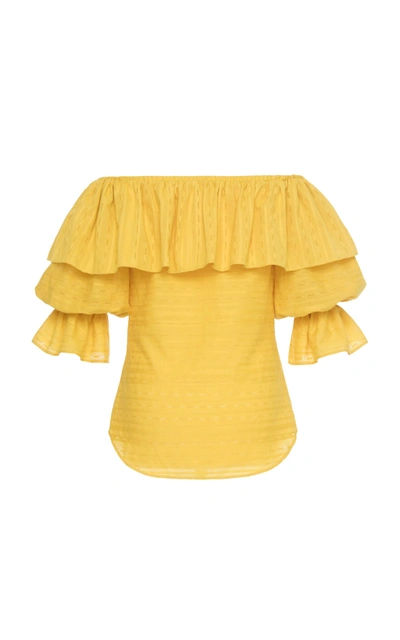 Shop Lena Hoschek Arriba Off The Shoulder Blouse In Yellow