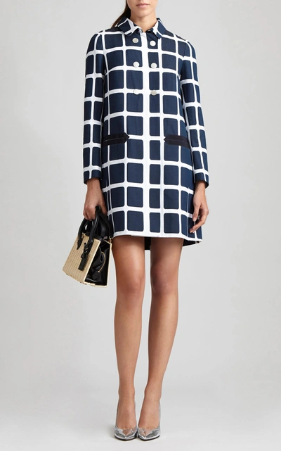 Shop Paule Ka Mosaic Check Cotton-blend Coat In Print