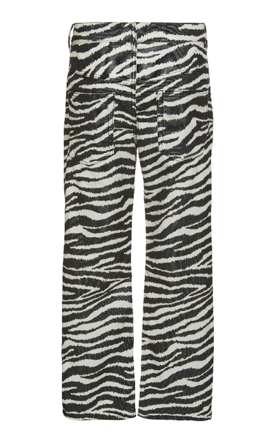 Shop Isabel Marant Étoile Apolo Animal-print Stretch-cotton Straight-leg Pants