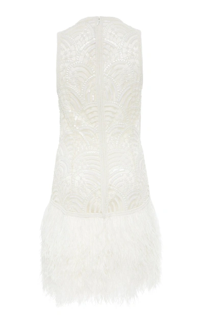 Shop Joanna Mastroianni Feather Mini Dress In White