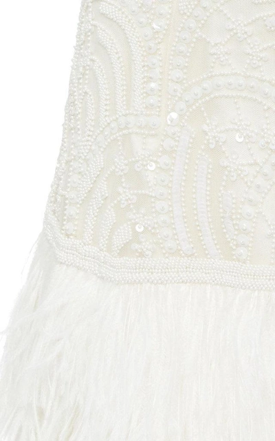 Shop Joanna Mastroianni Feather Mini Dress In White