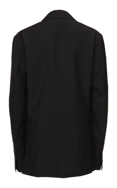 Shop Prada Double-breasted Mohair-crepe Blazer In Black