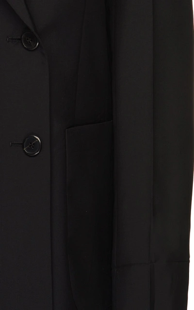 Shop Prada Double-breasted Mohair-crepe Blazer In Black