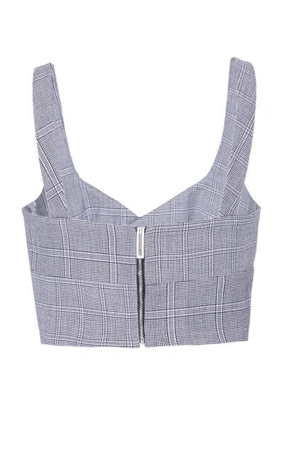 Shop Dion Lee Check Pattern Wool Bustier Top In White