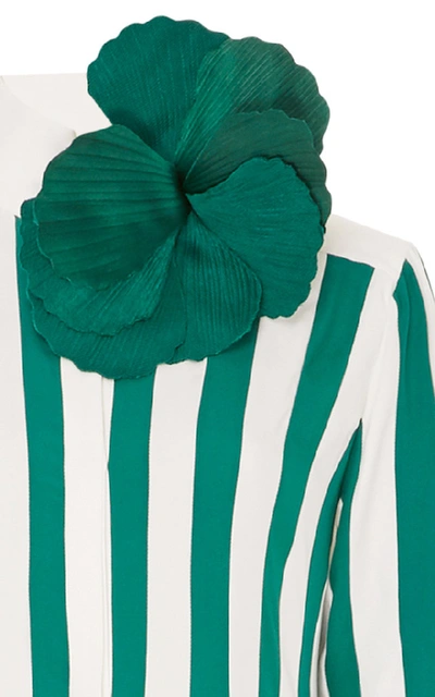 Shop Esme Vie M'o Exclusive Venezia Striped Silk Dress With Brooch
