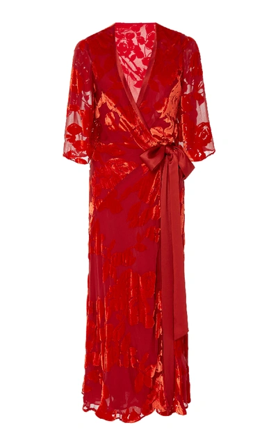 Shop Galvan Rose Wrap Dress In Red