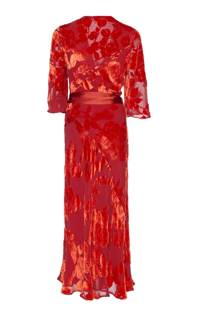 Shop Galvan Rose Wrap Dress In Red