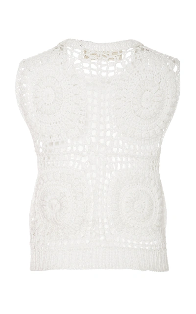 Shop Ayni Zeida Squared Crochet Top In White