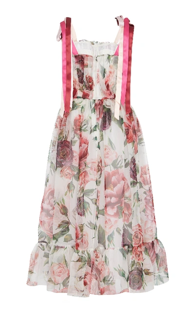 Shop Dolce & Gabbana Peony-print Organza Midi Dress In Floral