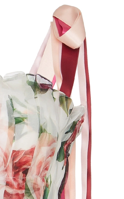 Shop Dolce & Gabbana Peony-print Organza Midi Dress In Floral