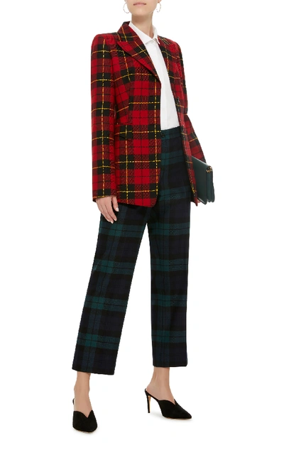 Shop Michael Kors Wool-blend Cropped Straight-leg Pant In Plaid