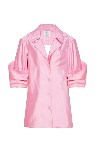Shop Rosie Assoulin Peek-a-boo Silk-satin Shirt In Pink