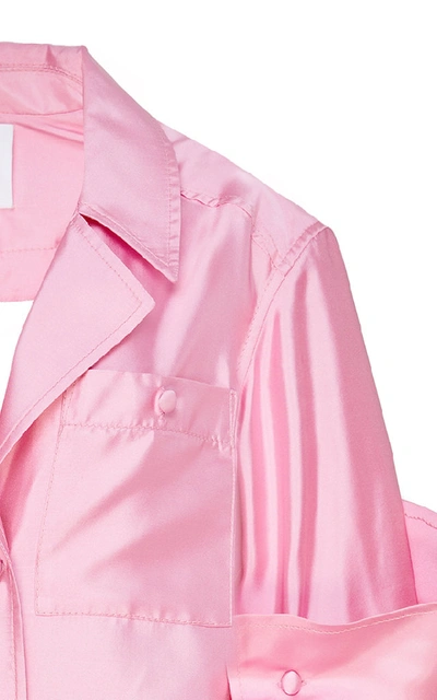 Shop Rosie Assoulin Peek-a-boo Silk-satin Shirt In Pink