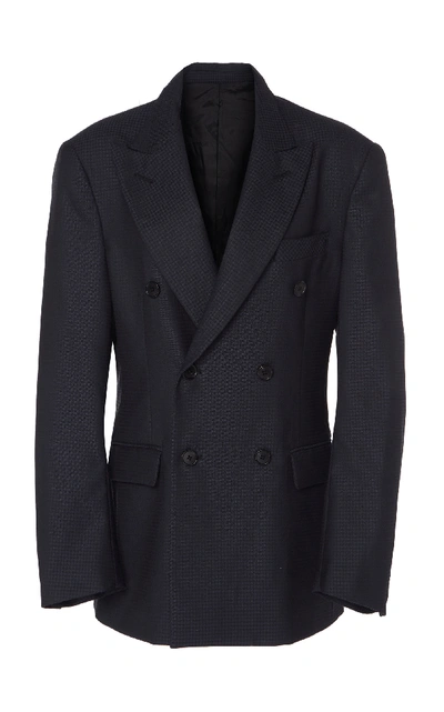 Shop Matthew Adams Dolan Double Breasted Wool Blazer In Navy