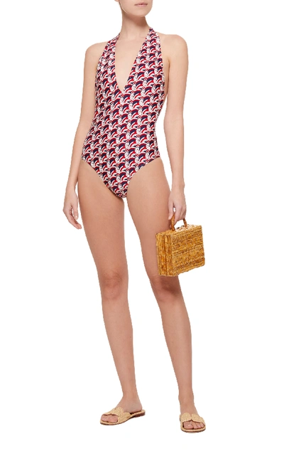 Shop La Doublej Floral-print One-piece Swimsuit