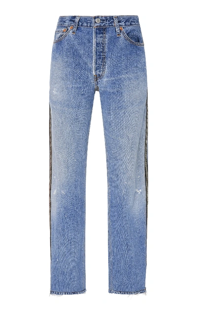 Shop Re/done Side Zip High-rise Straight Leg Jeans In Blue