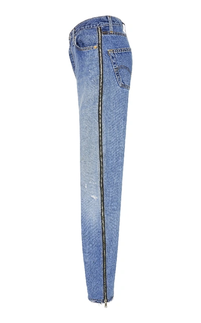 Shop Re/done Side Zip High-rise Straight Leg Jeans In Blue