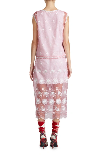 Shop Burberry Embroidered Tulle Dress In Pink