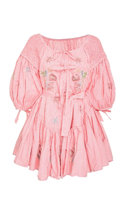 Shop Innika Choo Frill Mini Smocked Dress In Pink