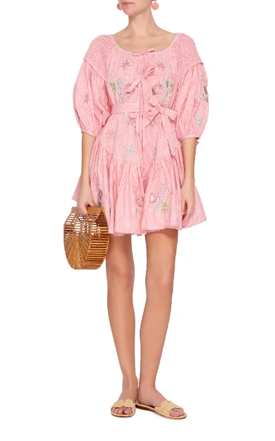 Shop Innika Choo Frill Mini Smocked Dress In Pink