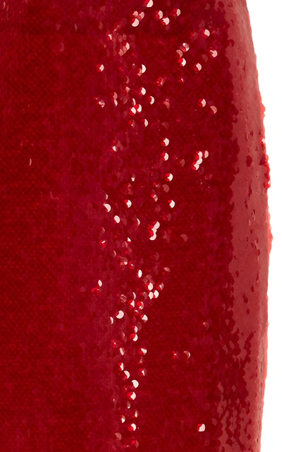 Shop Sally Lapointe Sequin Midi Pencil Skirt In Red