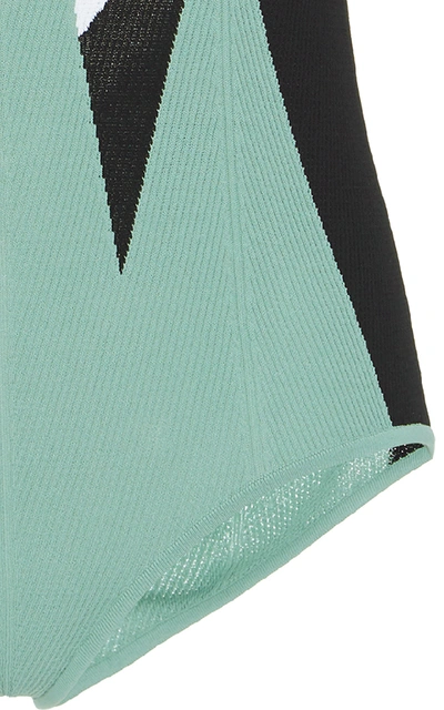 Shop Bottega Veneta Geometric Printed Bodysuit In Blue