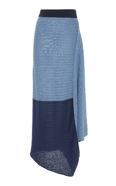 Shop Jw Anderson Infinity Gathered Linen Maxi Skirt In Blue