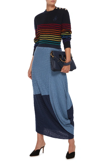 Shop Jw Anderson Infinity Gathered Linen Maxi Skirt In Blue