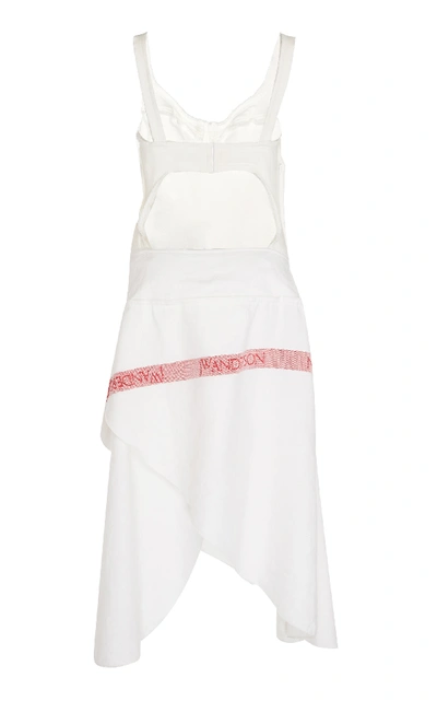 Shop Jw Anderson Jersey Bodice Dress With Tea Towel Linen Skirt In White