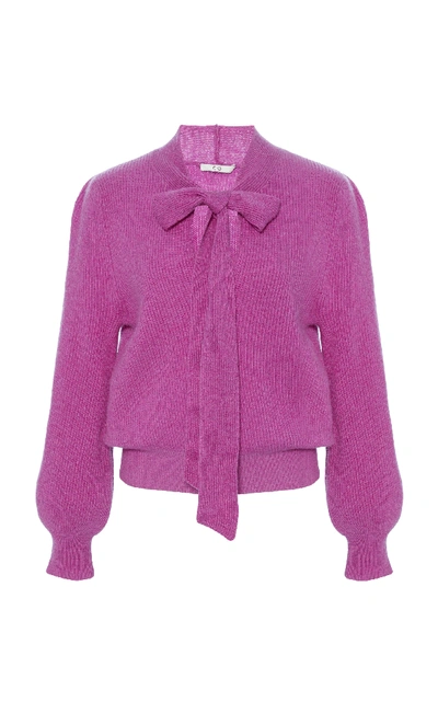 Shop Co Pussy Bow Cashmere Knit Sweater In Pink