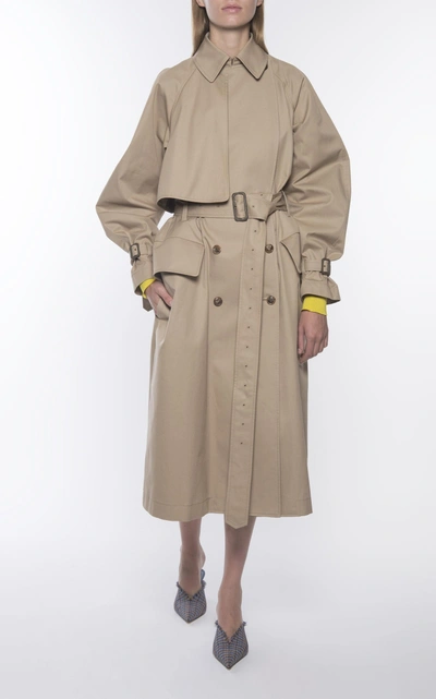 Shop Cyclas Cotton Twill Trench Coat In Neutral