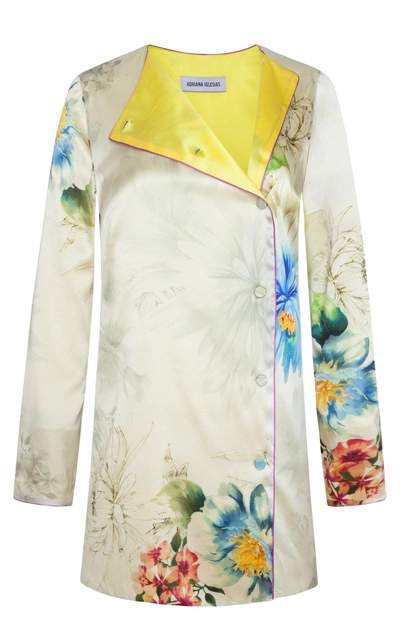 Shop Adriana Iglesias Lucy Floral Silk Satin Jacket