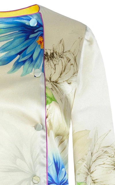 Shop Adriana Iglesias Lucy Floral Silk Satin Jacket