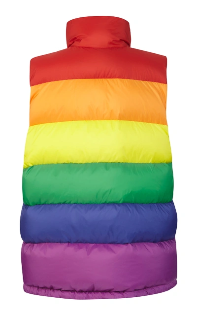 Shop Burberry Rainbow Striped Puffer Vest In Multi