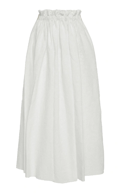 Shop Loewe Broderie Anglaise Drawstring Skirt In White