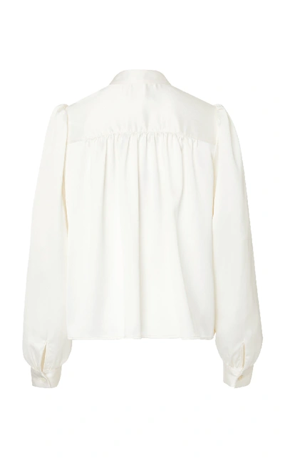 Shop Alexa Chung Embroidered Crepe De Chine Blouse In White